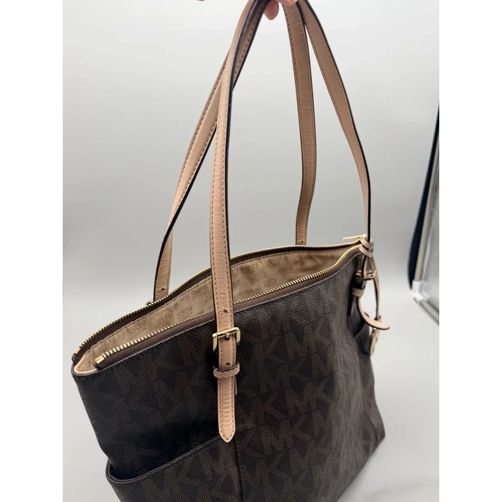 Michael Kors Jet J-1309 Brown Signature Large Tote Shoulder Bag Authenticated